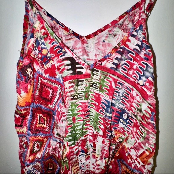 Abstract Colorful Patterned Boutique Women's Rayon High Low Top - Picture 7 of 8